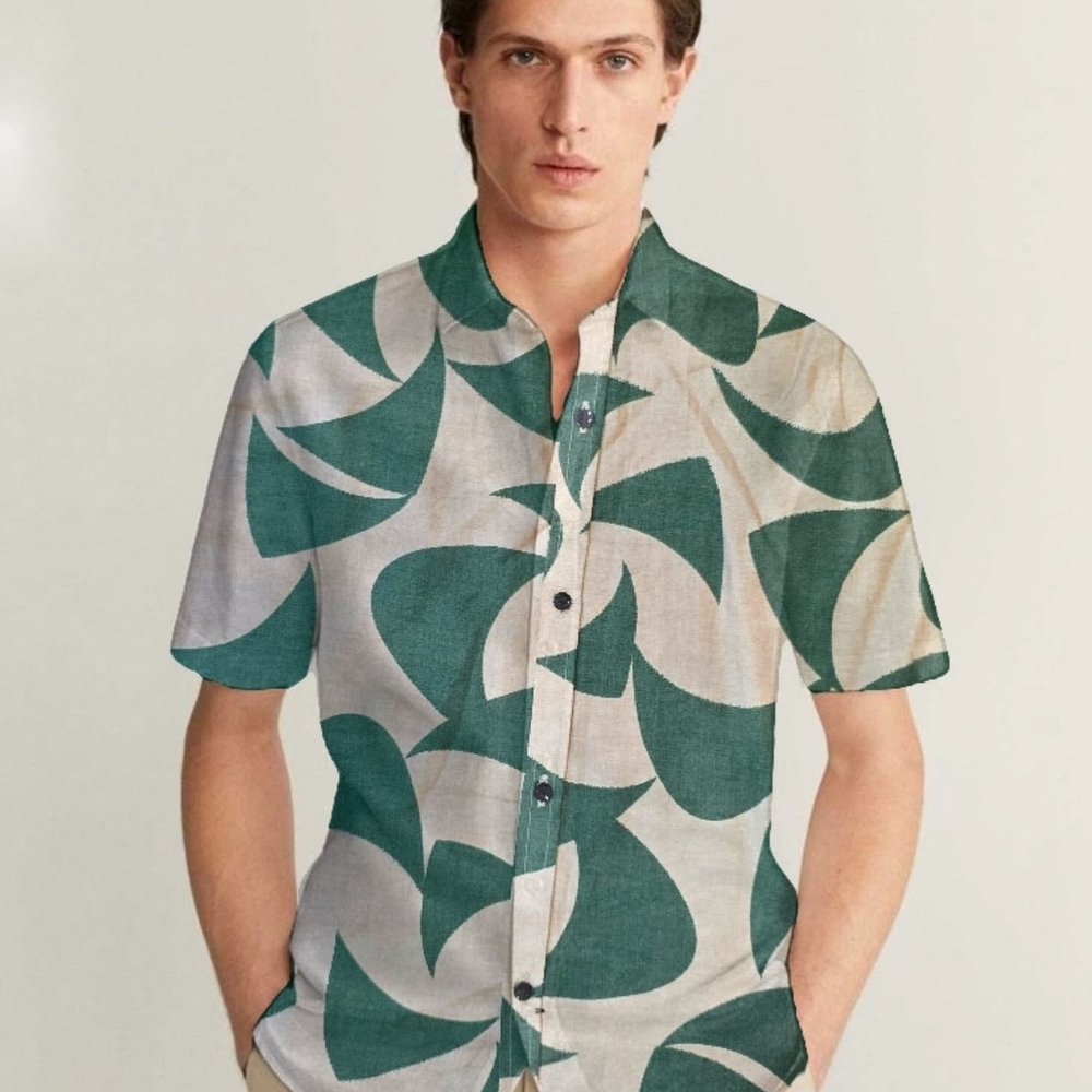 Men's Brown and Gray Patterned Shirt - Picture 4 of 7